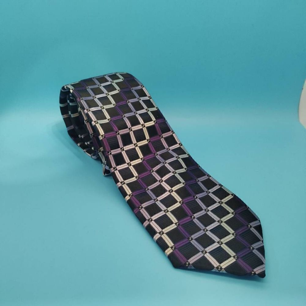 Croft & Barrow Purple Geometric Pattern Necktie Mens Tie